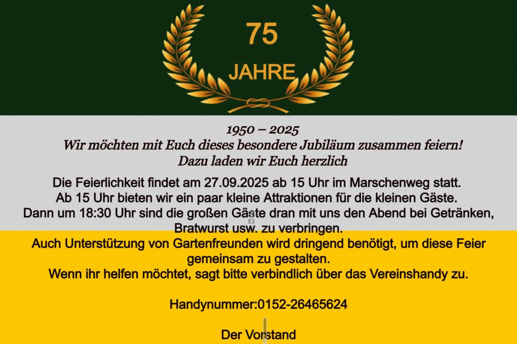 Wir feiern unser 75-jähriges Bestehen.